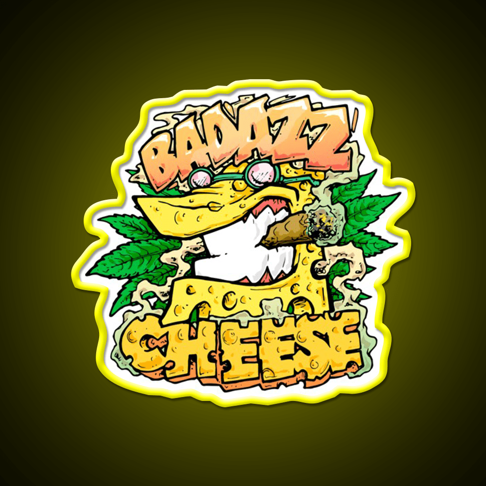 Badazz Cheese Cannabic Hemp Inspired Green Leaf Led Neon Sign Rgb Color - Shineneon