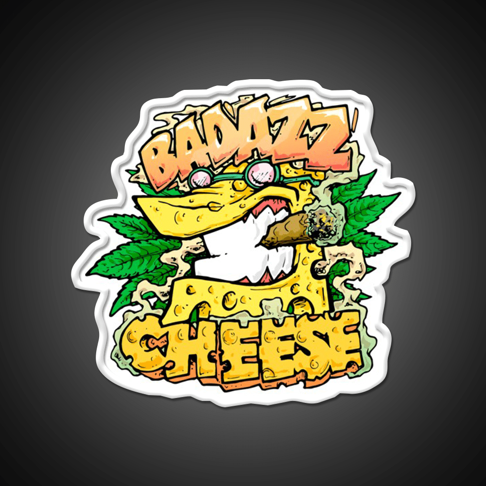 Badazz Cheese Cannabic Hemp Inspired Green Leaf Led Neon Sign Rgb Color - Shineneon