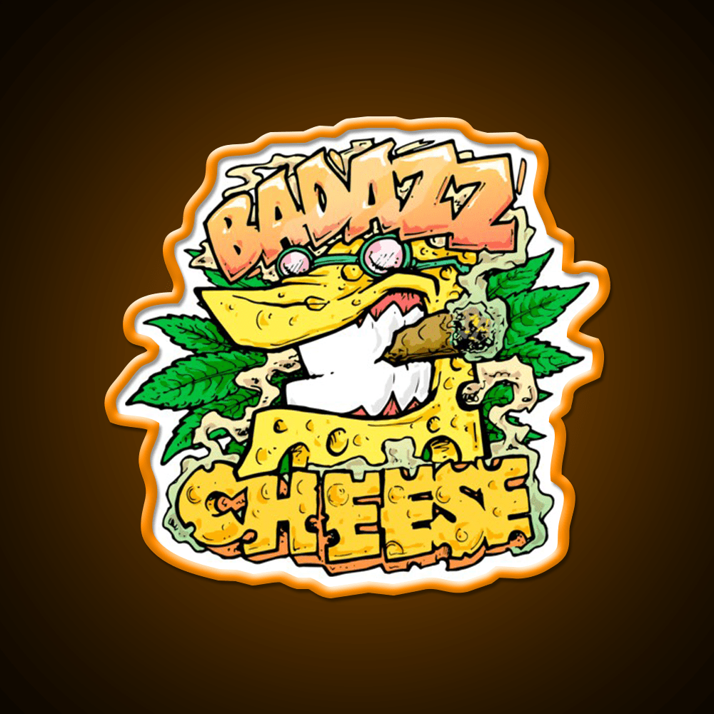 Badazz Cheese Cannabic Hemp Inspired Green Leaf Led Neon Sign Rgb Color - Shineneon