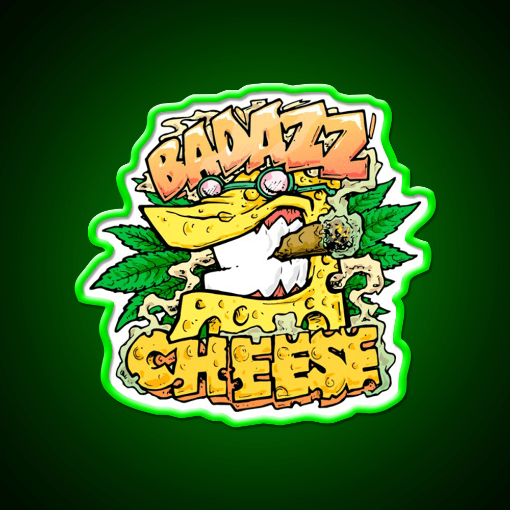 Badazz Cheese Cannabic Hemp Inspired Green Leaf Led Neon Sign Rgb Color - Shineneon