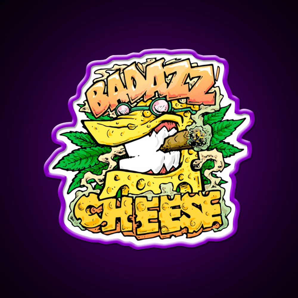Badazz Cheese Cannabic Hemp Inspired Green Leaf Led Neon Sign Rgb Color - Shineneon