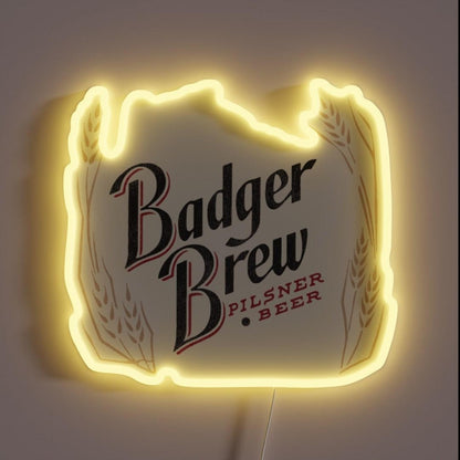 Badger Brew Retro Defunct Wisconsin Rgb Led Neon Sign - Custom LED neon sign front view