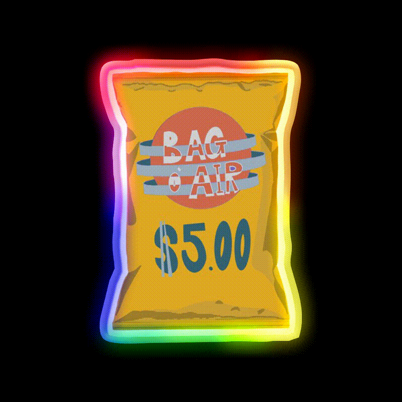 Bag Of Air Snack Food Led Neon Sign Rgb Color - LED neon sign close-up detail