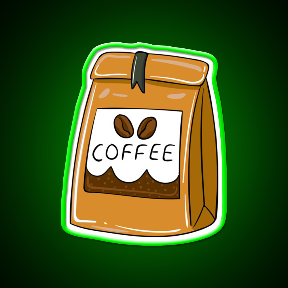 Bag Of Coffee Beans Cafe Led Neon Sign Espresso Bar Art Rgb Color