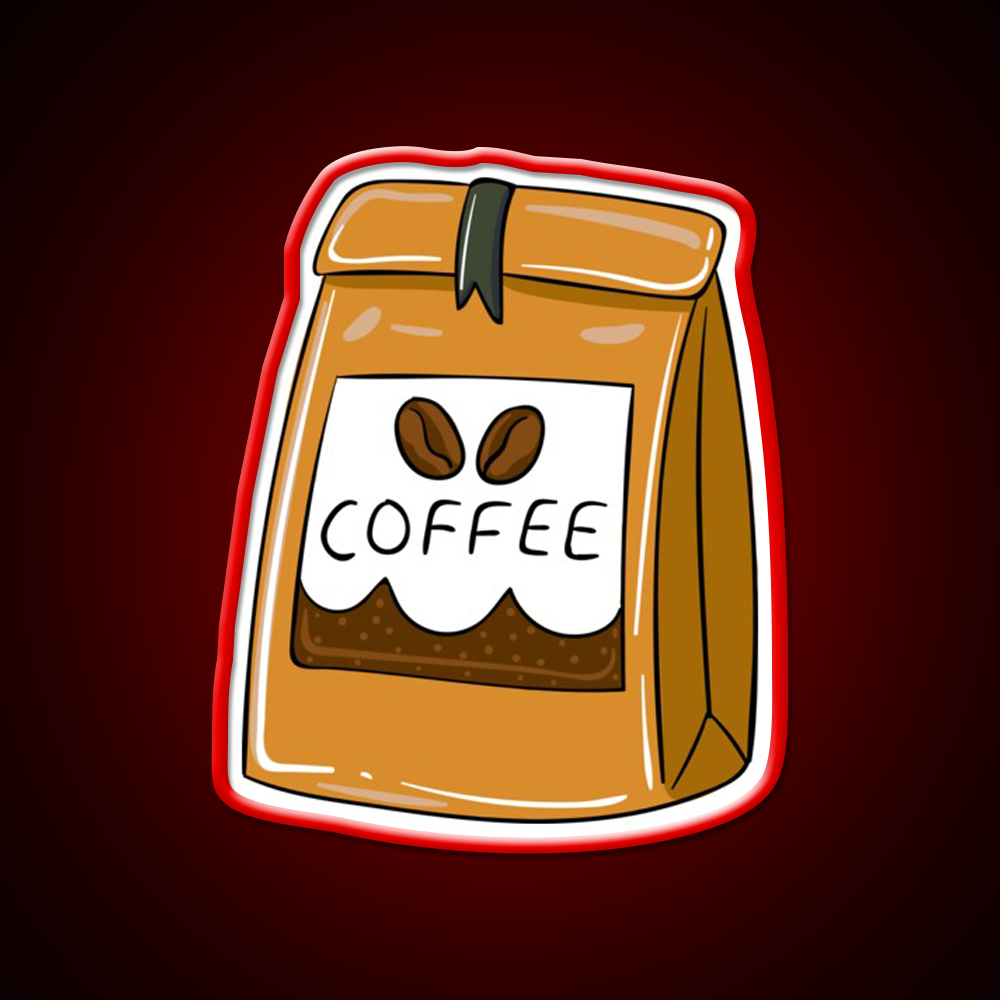 Bag Of Coffee Beans Cafe Led Neon Sign Espresso Bar Art Rgb Color