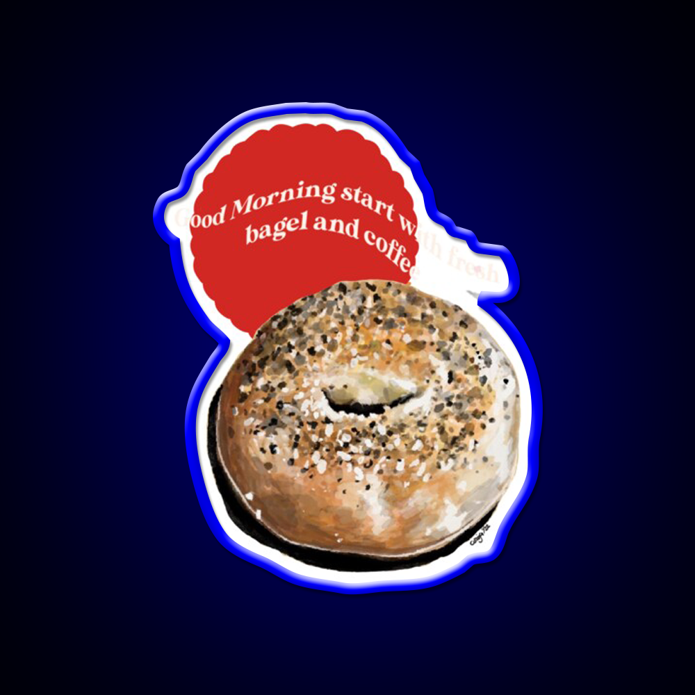 Bagel Coffee Good Morning Nyc Cafe Led Neon Sign Espresso Bar Art Rgb Color