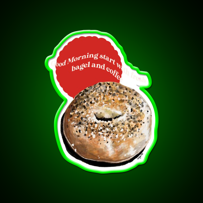 Bagel Coffee Good Morning Nyc Cafe Led Neon Sign Espresso Bar Art Rgb Color