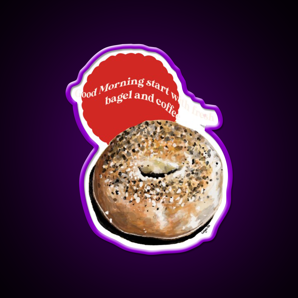 Bagel Coffee Good Morning Nyc Cafe Led Neon Sign Espresso Bar Art Rgb Color