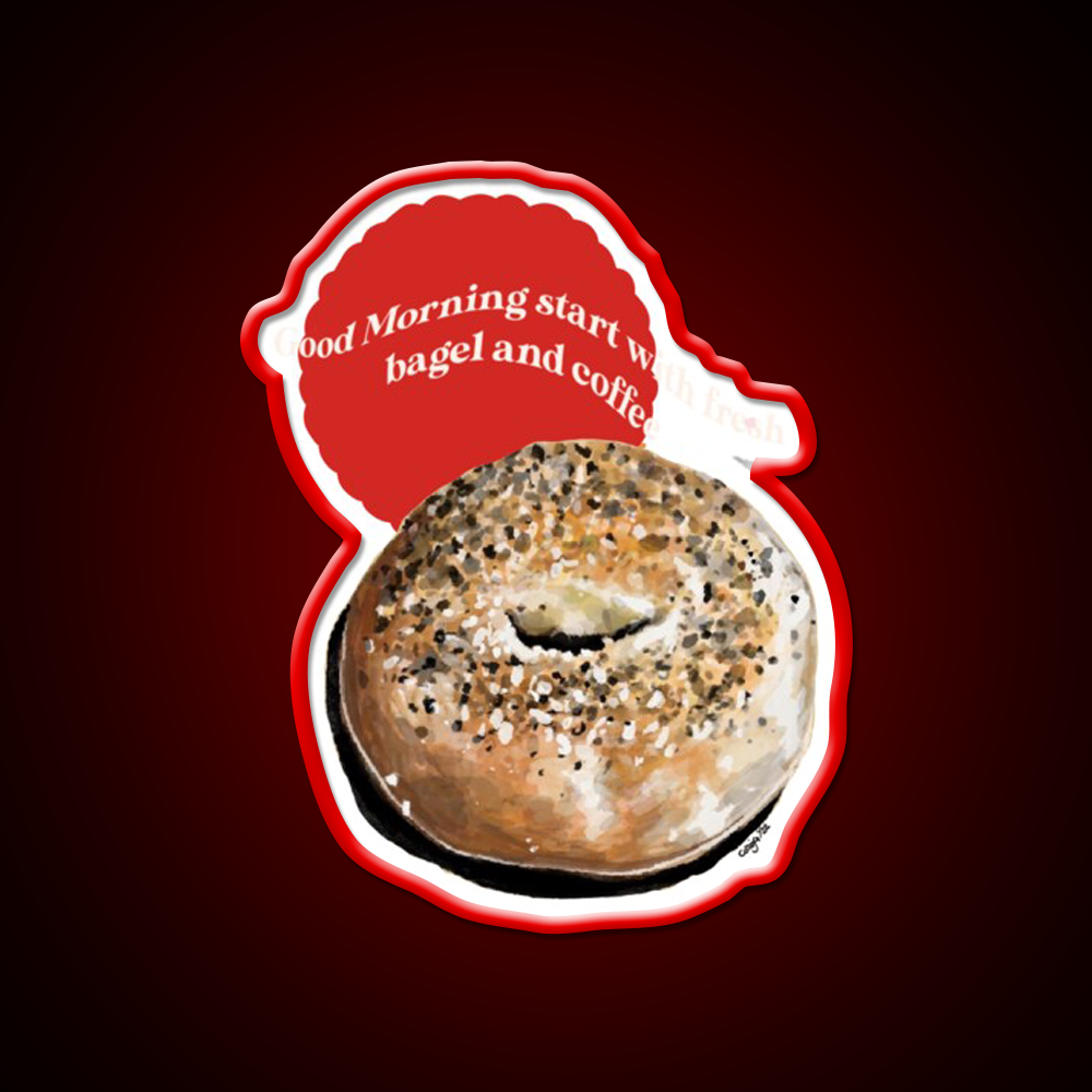 Bagel Coffee Good Morning Nyc Cafe Led Neon Sign Espresso Bar Art Rgb Color