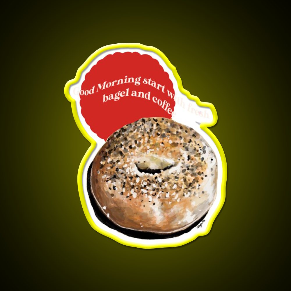 Bagel Coffee Good Morning Nyc Cafe Led Neon Sign Espresso Bar Art Rgb Color