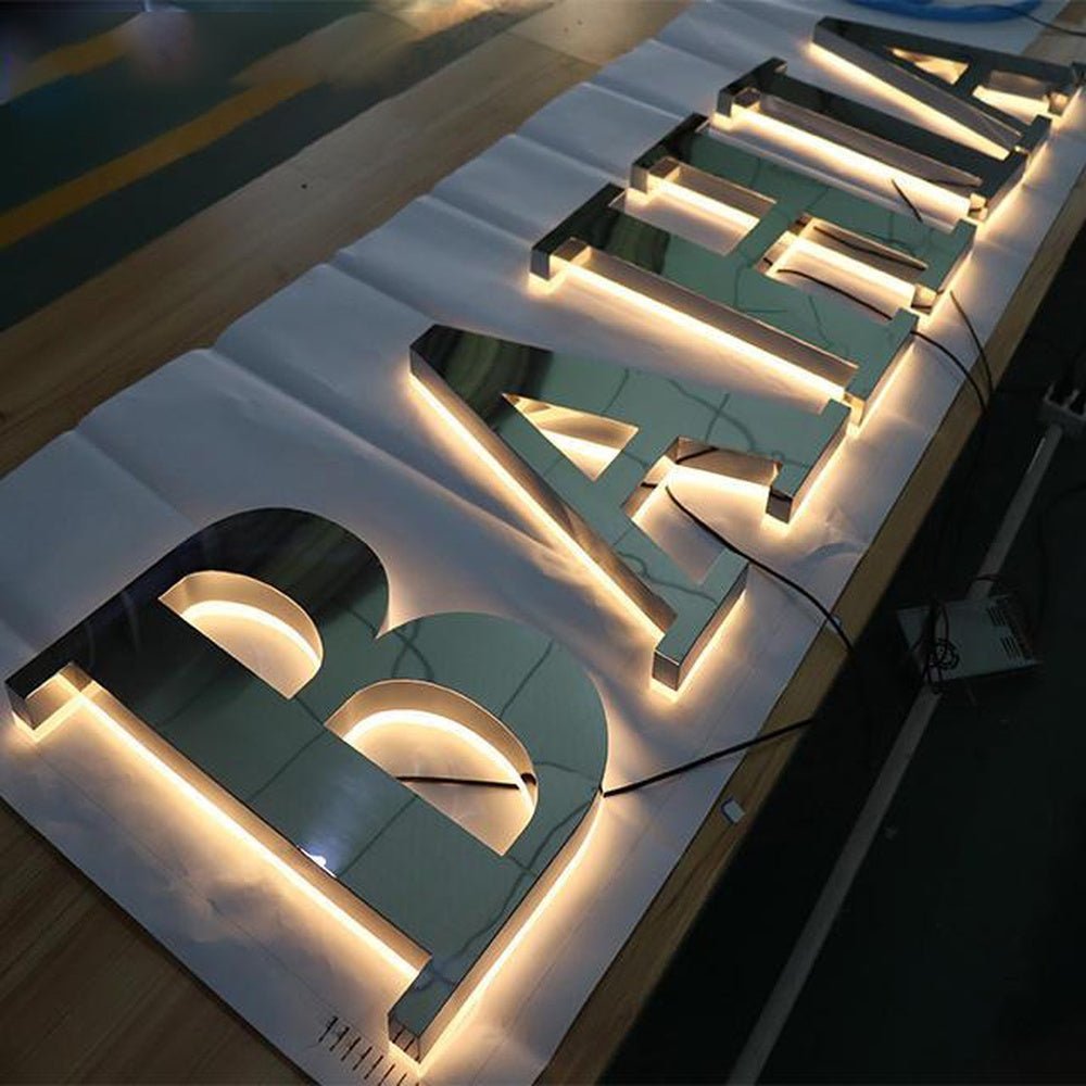 Bahia 3D Backlit Letters Stainless Steel Business Metal Led Sign - Shineneon