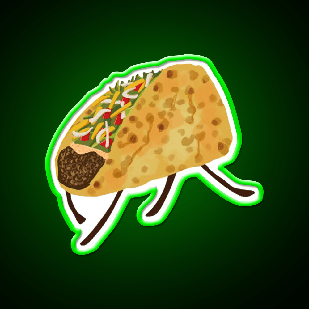Baja Beef Chalupa Now With Limbs Taco Led Neon Sign Mexican Food Rgb Color - Shineneon