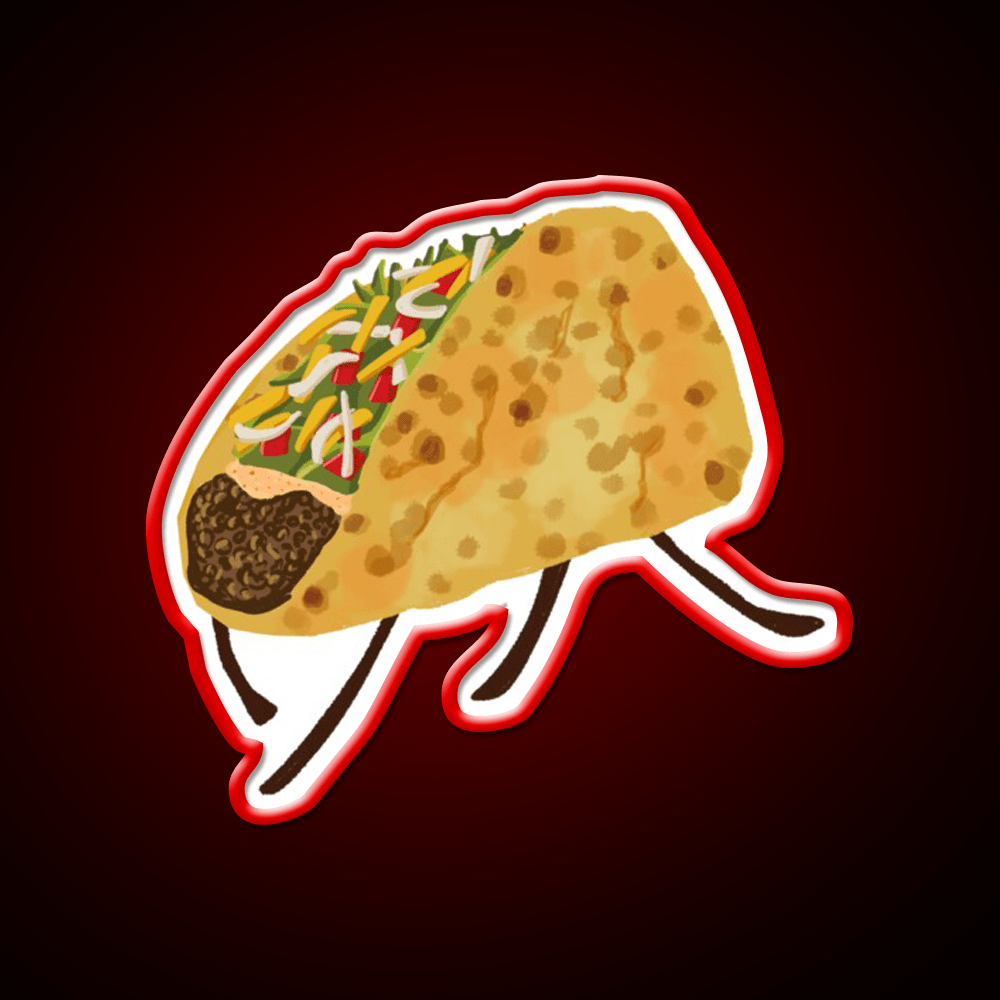 Baja Beef Chalupa Now With Limbs Taco Led Neon Sign Mexican Food Rgb Color - Shineneon
