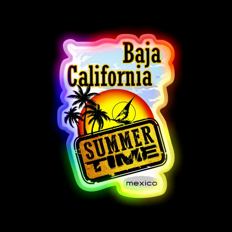 Baja California Mexico Party Drink Tequila Led Neon Sign Rgb Color - LED neon sign close-up detail
