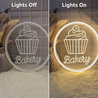 Bakery LED Neon Sign - 06 Day Night Comparison