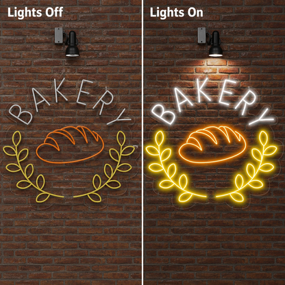 Bakery LED Neon Sign Home Wall Art - 06 Day Night Comparison
