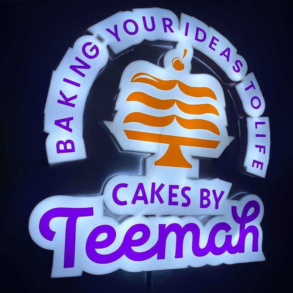 Baking Your Idears To Life Teemah With Logo 3D Frontlit Letters Metal Led Sign - Shineneon