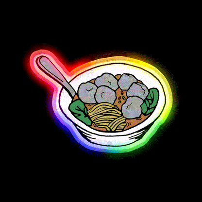 Bakso Snack Food Led Neon Sign Rgb Color - LED neon sign close-up detail