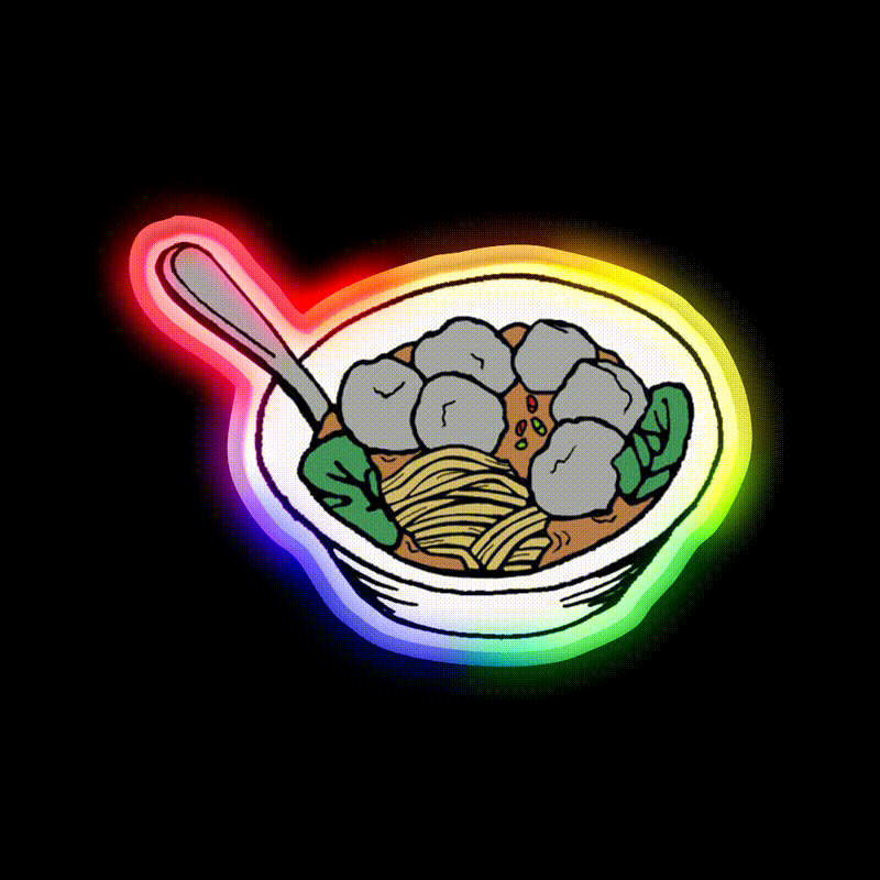 Bakso Snack Food Led Neon Sign Rgb Color - LED neon sign close-up detail