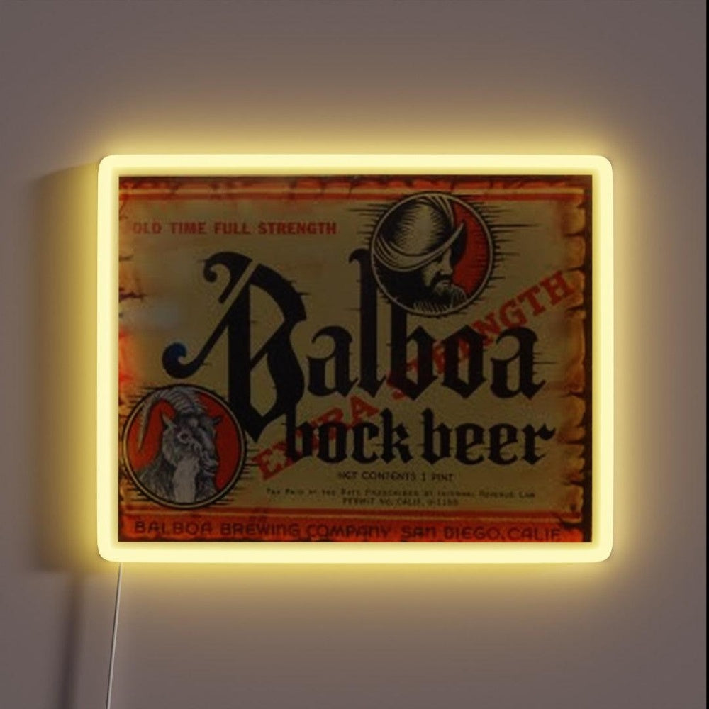 Balboa Bock Beer Distressed Rgb Led Neon Sign - Custom LED neon sign front view