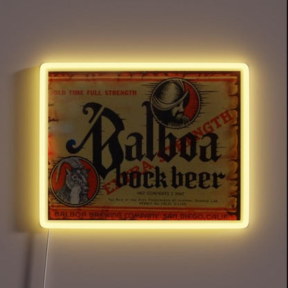 Balboa Bock Beer Distressed Rgb Led Neon Sign - Custom LED neon sign front view