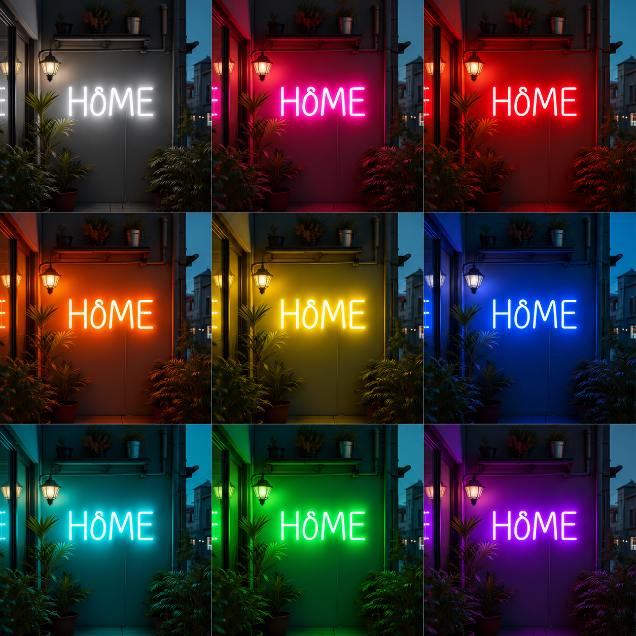 Balcony Lighting Wall Decor LED Neon Sign color grid