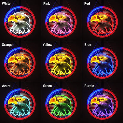 Bald Eagle With American Flag Circle LED Neon Sign - Shineneon