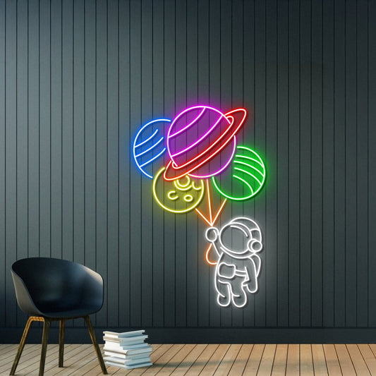 Balloon Astronaut Neon Sign