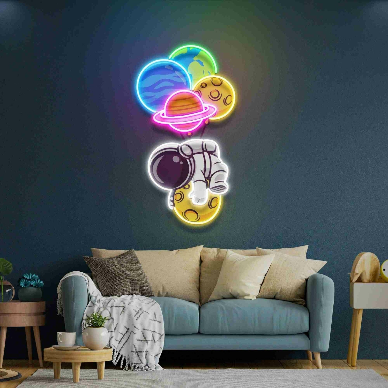 Balloon Astronaut Wall Decor Led Uv Neon Light For Home - Shineneon
