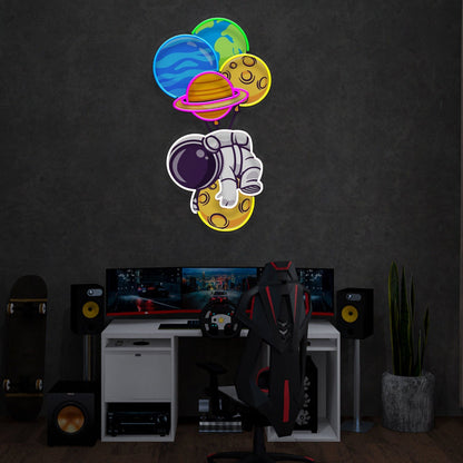 Balloon Astronaut Wall Decor Led Uv Neon Light For Home - Shineneon