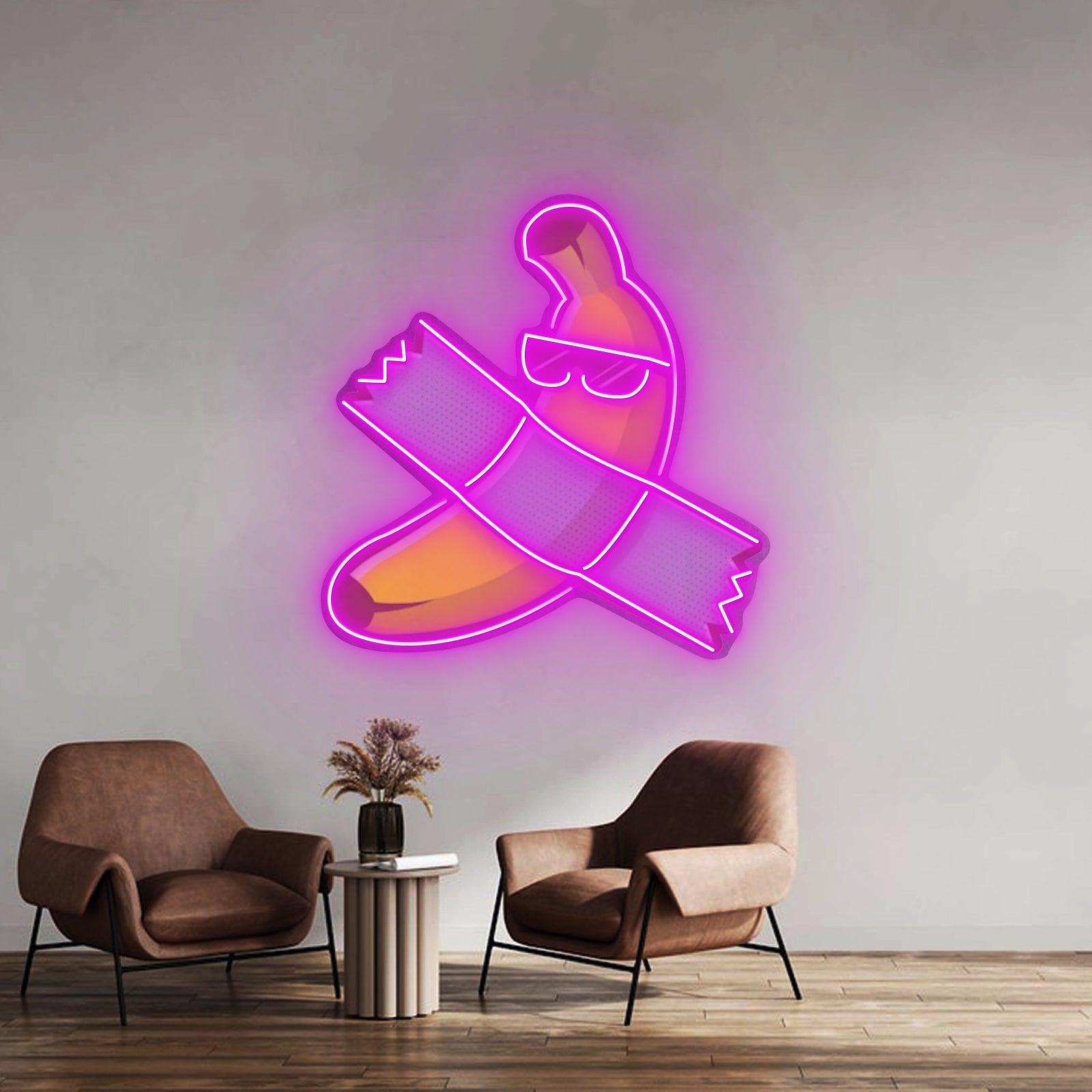 Banana Chilling Custom Led Signs Artwork For Sale - LED neon sign close-up detail