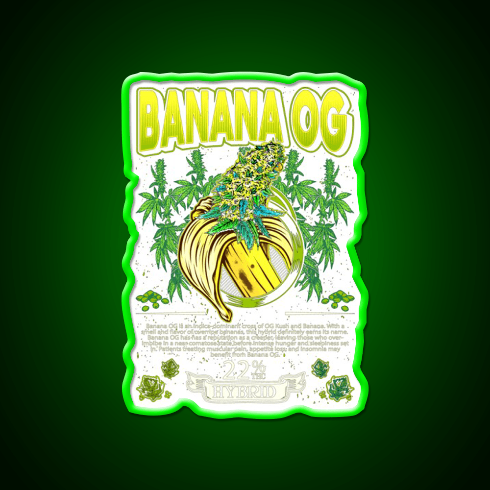 Banana Hybrid Cross Banana Hemp Inspired Green Leaf Led Neon Sign Rgb Color - Shineneon