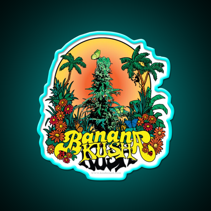 Banana Kush Strain Art Hemp Inspired Green Leaf Led Neon Sign Rgb Color - Size and dimension reference