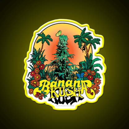 Banana Kush Strain Art Hemp Inspired Green Leaf Led Neon Sign Rgb Color - Shineneon