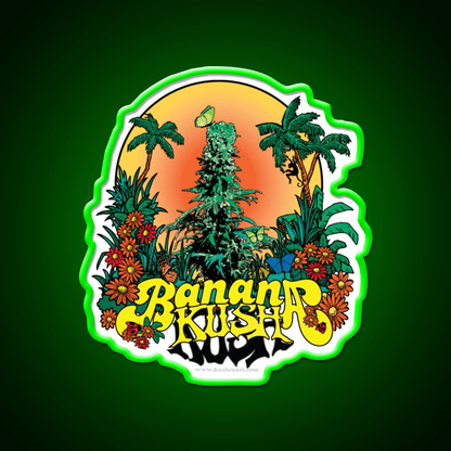 Banana Kush Strain Art Hemp Inspired Green Leaf Led Neon Sign Rgb Color - Shineneon