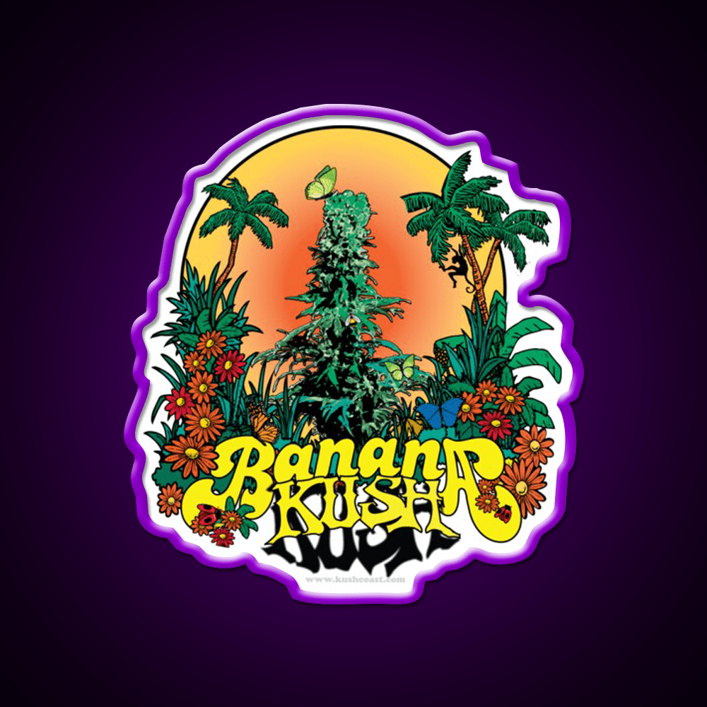 Banana Kush Strain Art Hemp Inspired Green Leaf Led Neon Sign Rgb Color - Shineneon