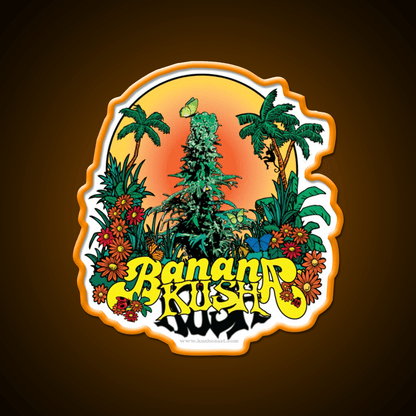Banana Kush Strain Art Hemp Inspired Green Leaf Led Neon Sign Rgb Color - Shineneon