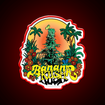 Banana Kush Strain Art Hemp Inspired Green Leaf Led Neon Sign Rgb Color - Shineneon