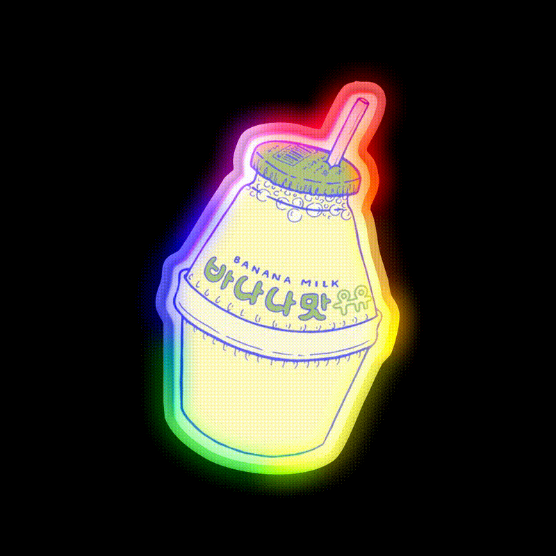 Banana Milk Snack Food Led Neon Sign Rgb Color - LED neon sign close-up detail
