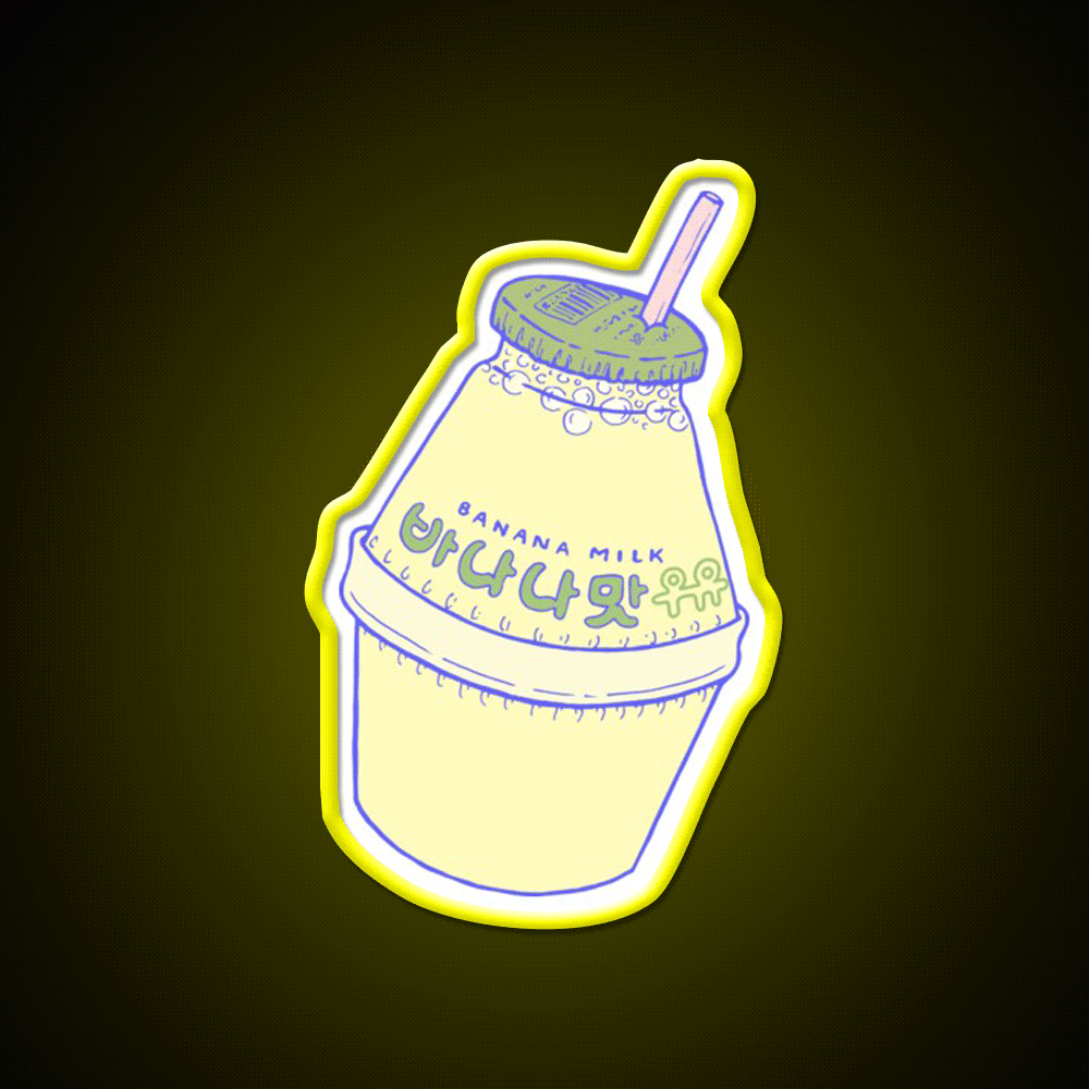 Banana Milk Snack Food Led Neon Sign Rgb Color - Custom LED neon sign front view
