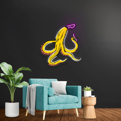 Banana Octopus With Bong Artwork Led Neon Sign - Shineneon