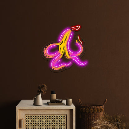 Banana Octopus With Bong Artwork Led Neon Sign - Shineneon