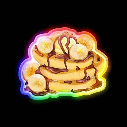 Banana Pancakes Snack Food Led Neon Sign Rgb Color - LED neon sign close-up detail