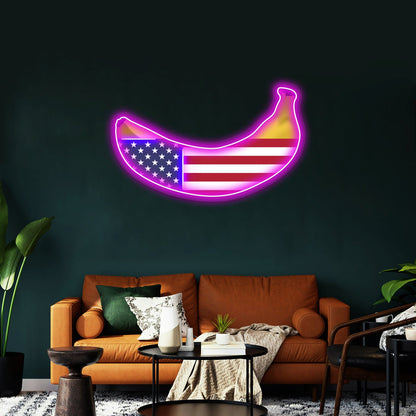 Banana Republic American Flag As A Banana Artwork Led Neon Sign - Shineneon