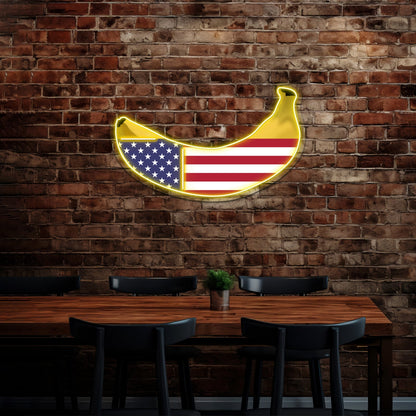 Banana Republic American Flag As A Banana Artwork Led Neon Sign - Shineneon