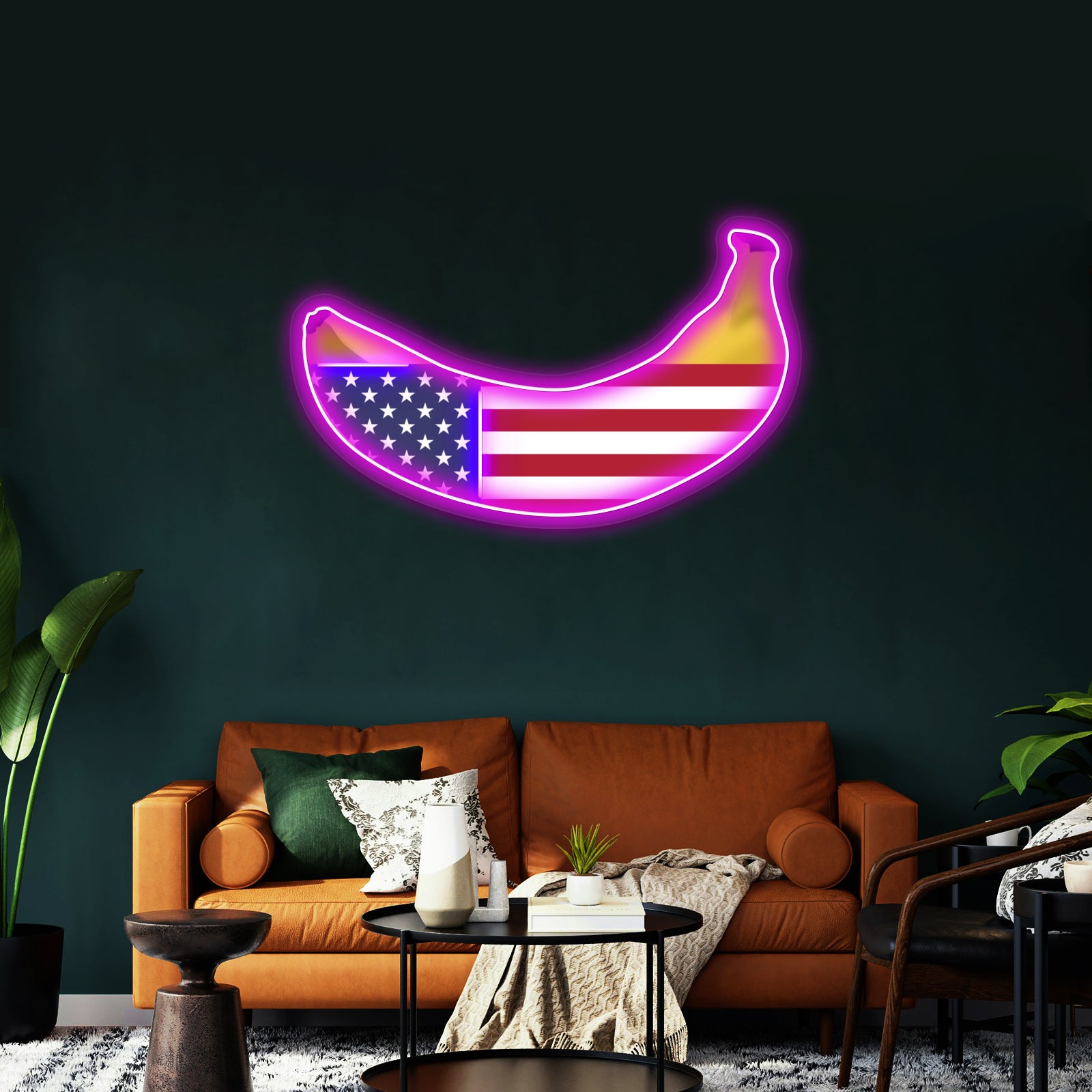 Banana Republic American Flag As A Banana Artwork Led Neon Sign