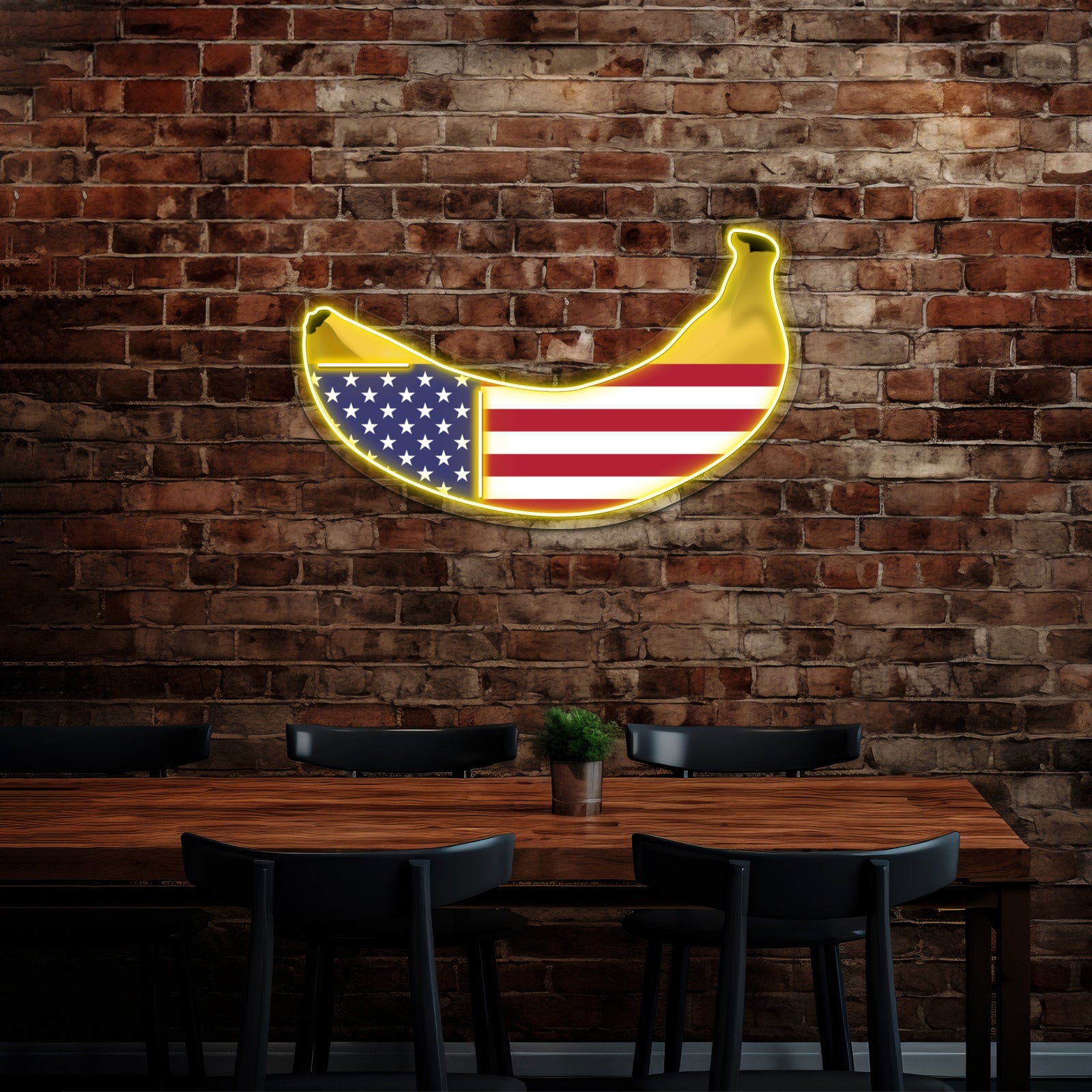 Banana Republic American Flag As A Banana Artwork Led Neon Sign