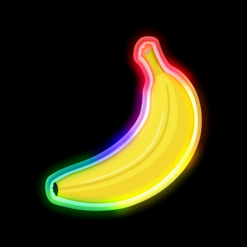 Banana Snack Food Led Neon Sign Rgb Color - LED neon sign close-up detail