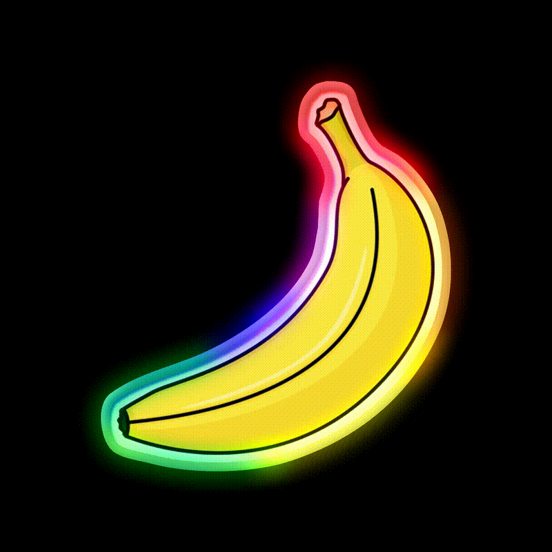 Banana V2 Snack Food Led Neon Sign Rgb Color - LED neon sign close-up detail