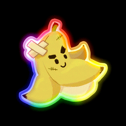 Bandaged Punk Banana Snack Food Led Neon Sign Rgb Color - LED neon sign close-up detail